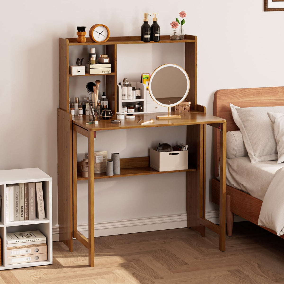 Dezyfurni Bamboo Folding Student Desk with Storage
