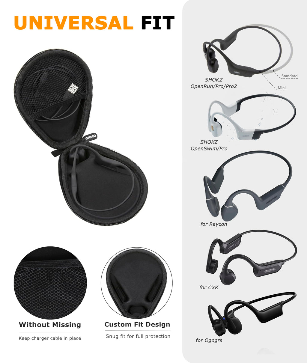 Ginsco Universal Bone Conduction Headphones Case Compatible with SHOKZ New OpenRun Pro 2/Pro 2 Mini/OpenRun/OpenSwim Open-Ear Sport Headphones, Compatible with CXK/Raycon/BAICLUD/MRYTKY (Green)