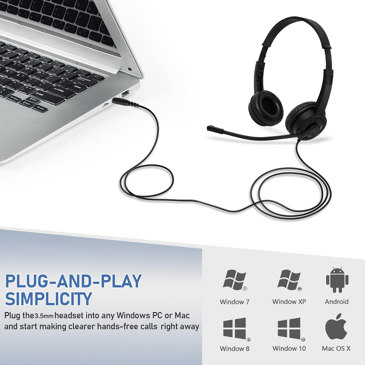 2 Pack Bulk Headphones with Microphone for Classroom Kids, On-Ear Wired Computer Headset with Rotating Mic for School Students K-12 Chromebooks PC Laptop Office Meetings