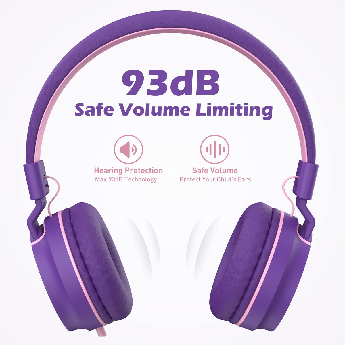 AILIHEN I35 Kids Headphones for School with Mic, 93dB Volume, Green Purple
