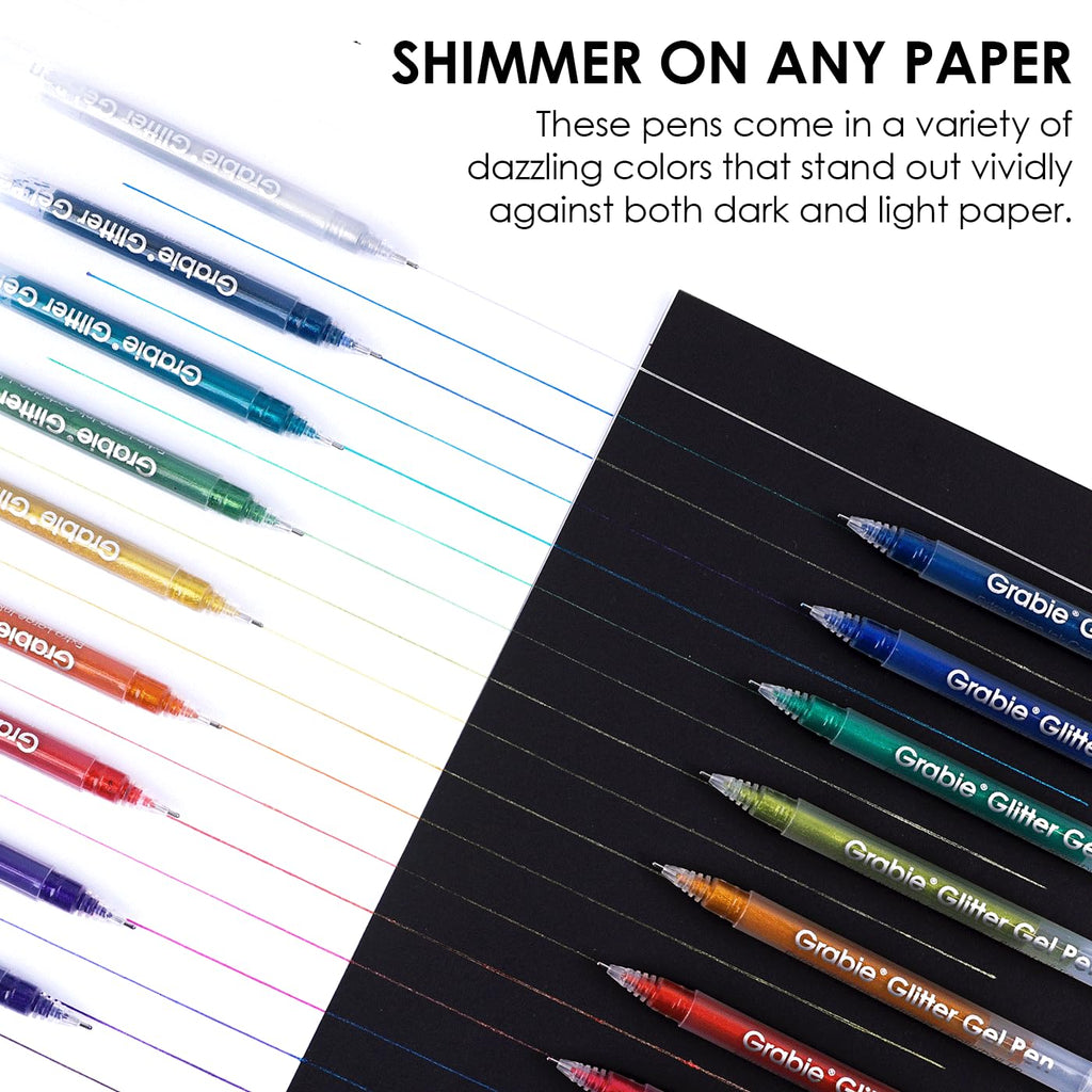 Grabie 18 Color Glitter Gel Pens, Retractable Sparkle Art Pens