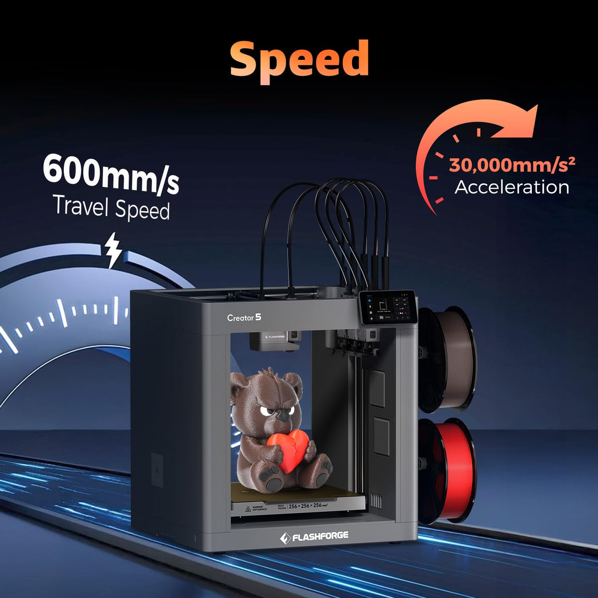 Flashforge Adventurer 5M 3D Printer for Beginners, 600mm/s Fast Printing, Direct Drive (280°C), Auto-Leveling, 8.7"x8.7"x8.7" PEI Build Plate - Ideal for Home, School & Makers
