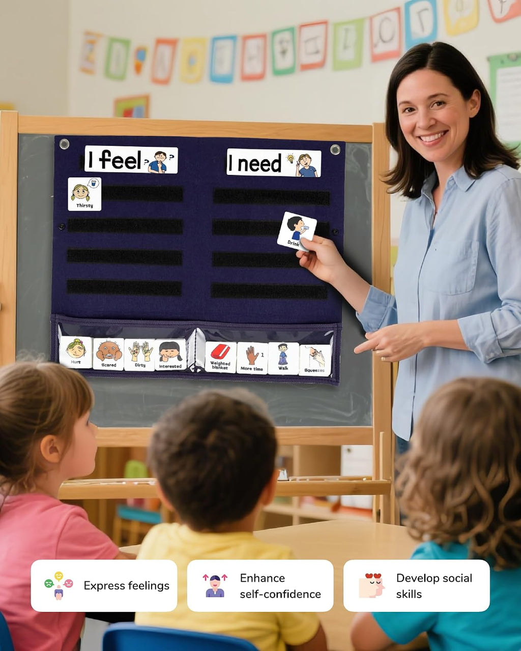 CHEFAN Feelings Chart for Kids, Calm Down Corner & SEL Classroom Tool