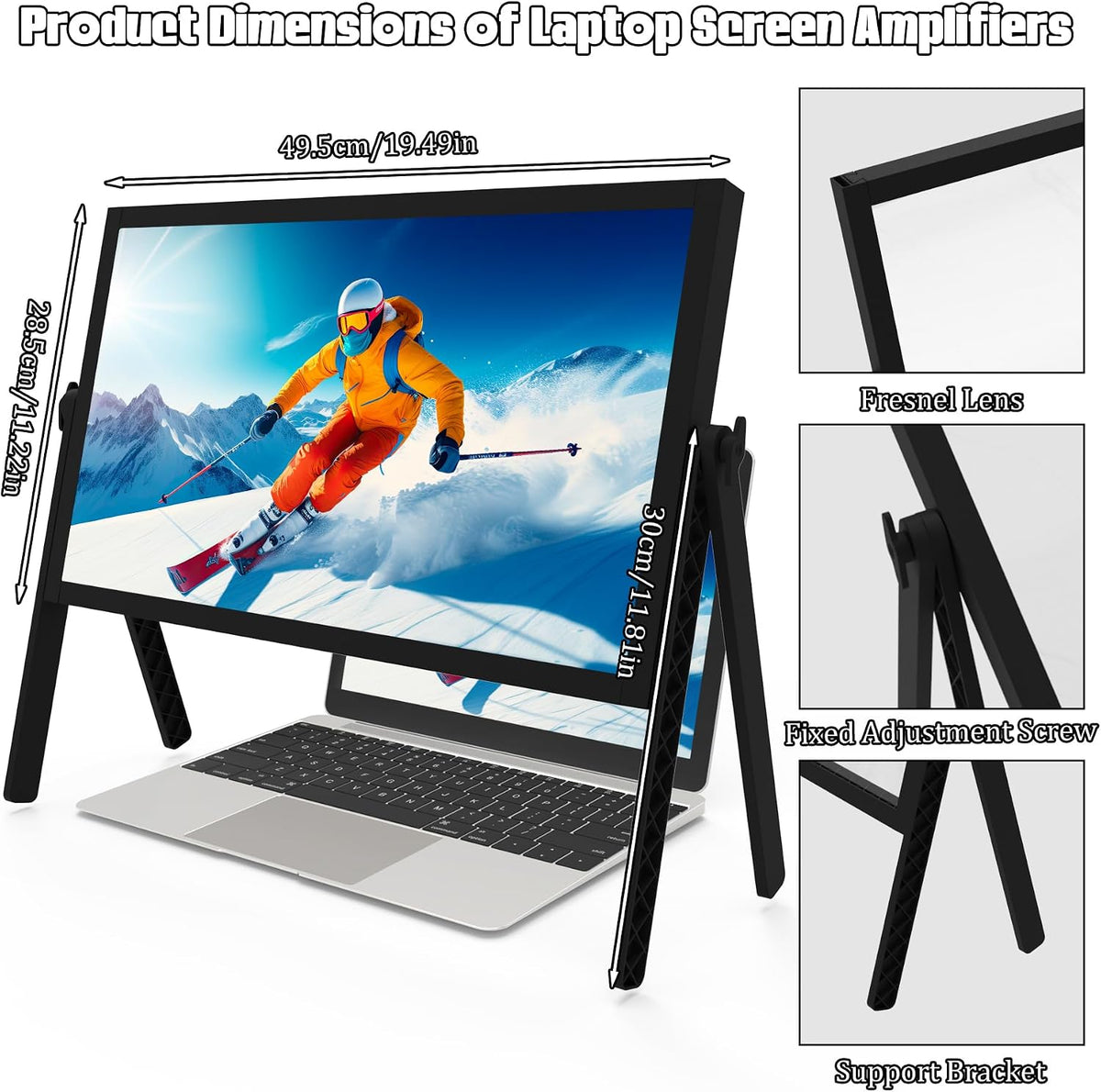 21" Screen Magnifier for Laptop, 3D HD Screen Expanders for Movies, Videos, and Gaming,Screen Enlarger with Adjustable Angle and Foldable Design Amplifier Desktop Magnifying for Seniors Reading