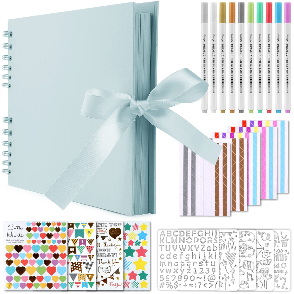 GOTIDEAL: Scrapbook Album with Metallic Markers & Photo Corners (Multiple Sizes & Colors)