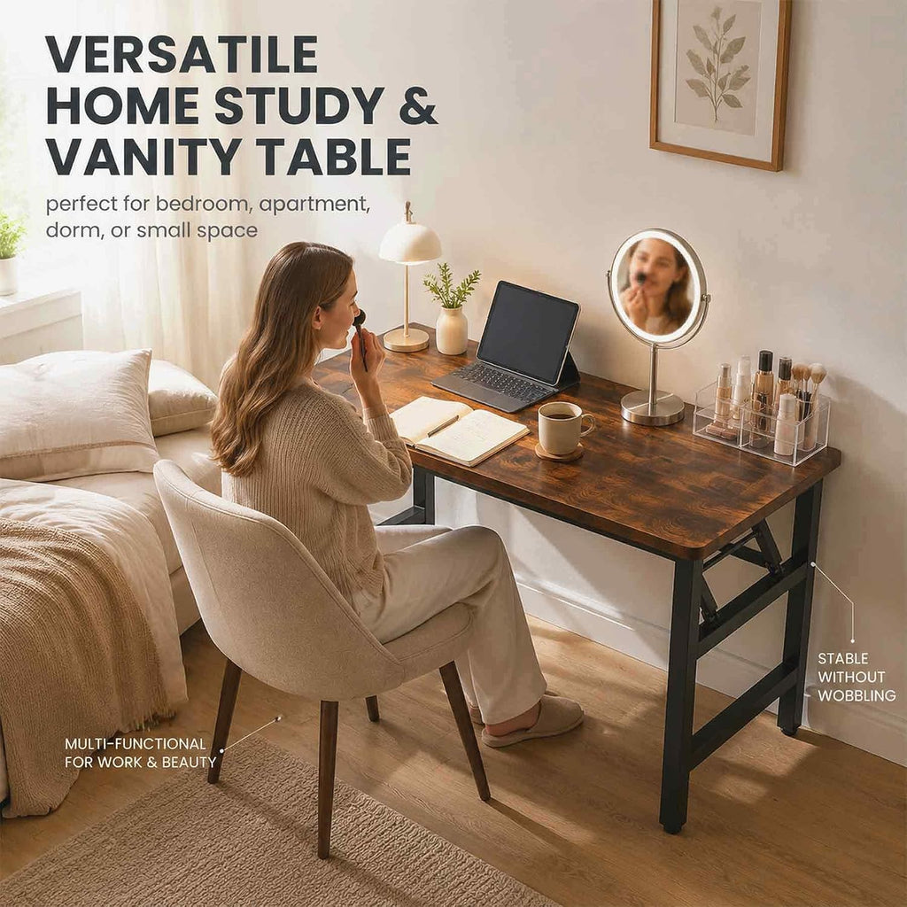Mrsanmu 47.2-Inch Folding Student Desk, Rustic Brown