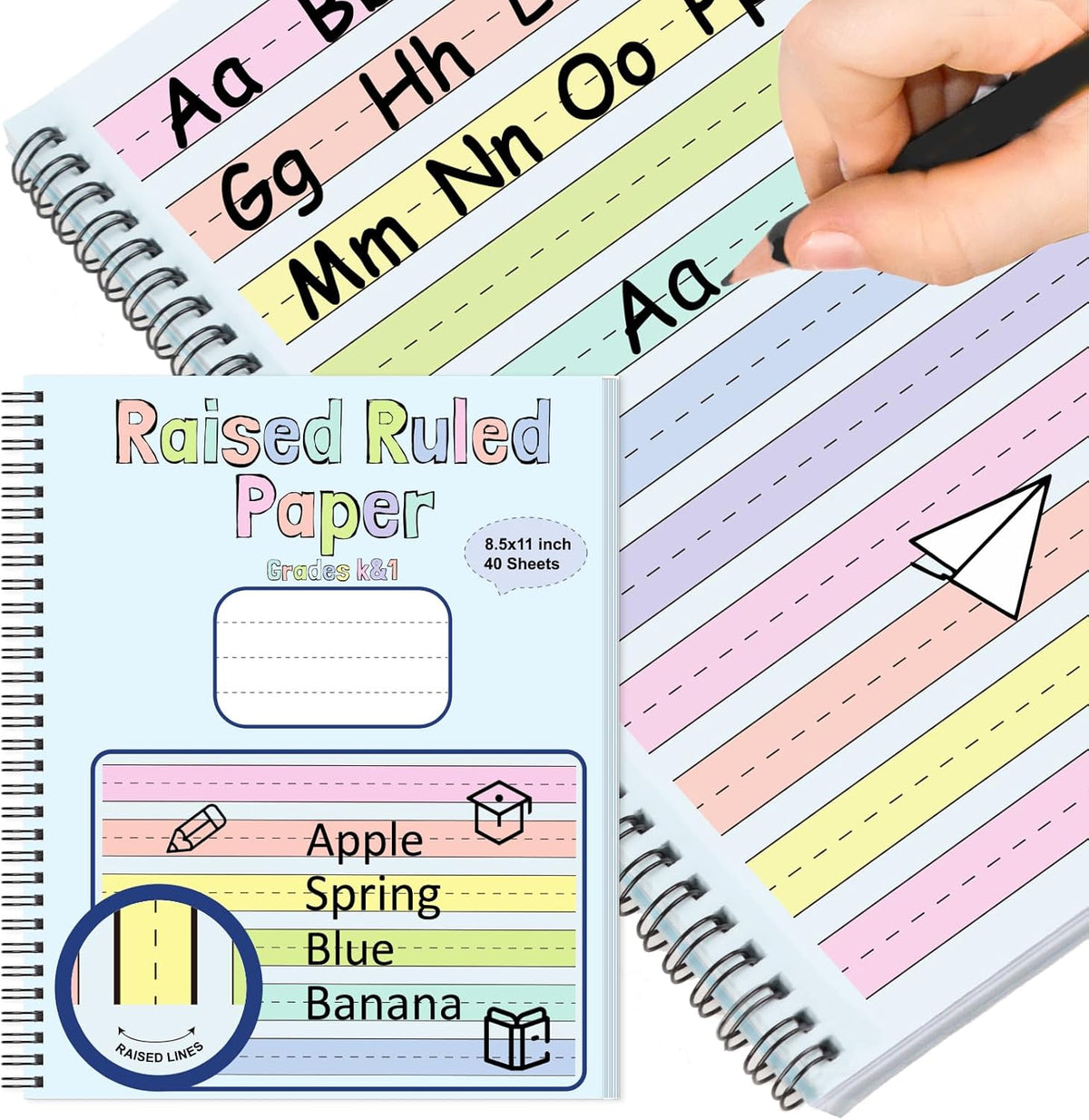 DOSTATNI Raised-Line Spiral Handwriting Pad (40 Sheets per Pad)