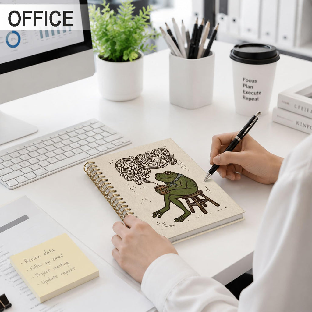 Frog Notebook, Frog Office Supplies, Cute Spiral Journal for Teens