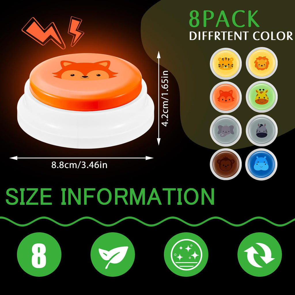 Syhood 8 Pcs Animal Sounds Buzzer for Trivia, Classic Style