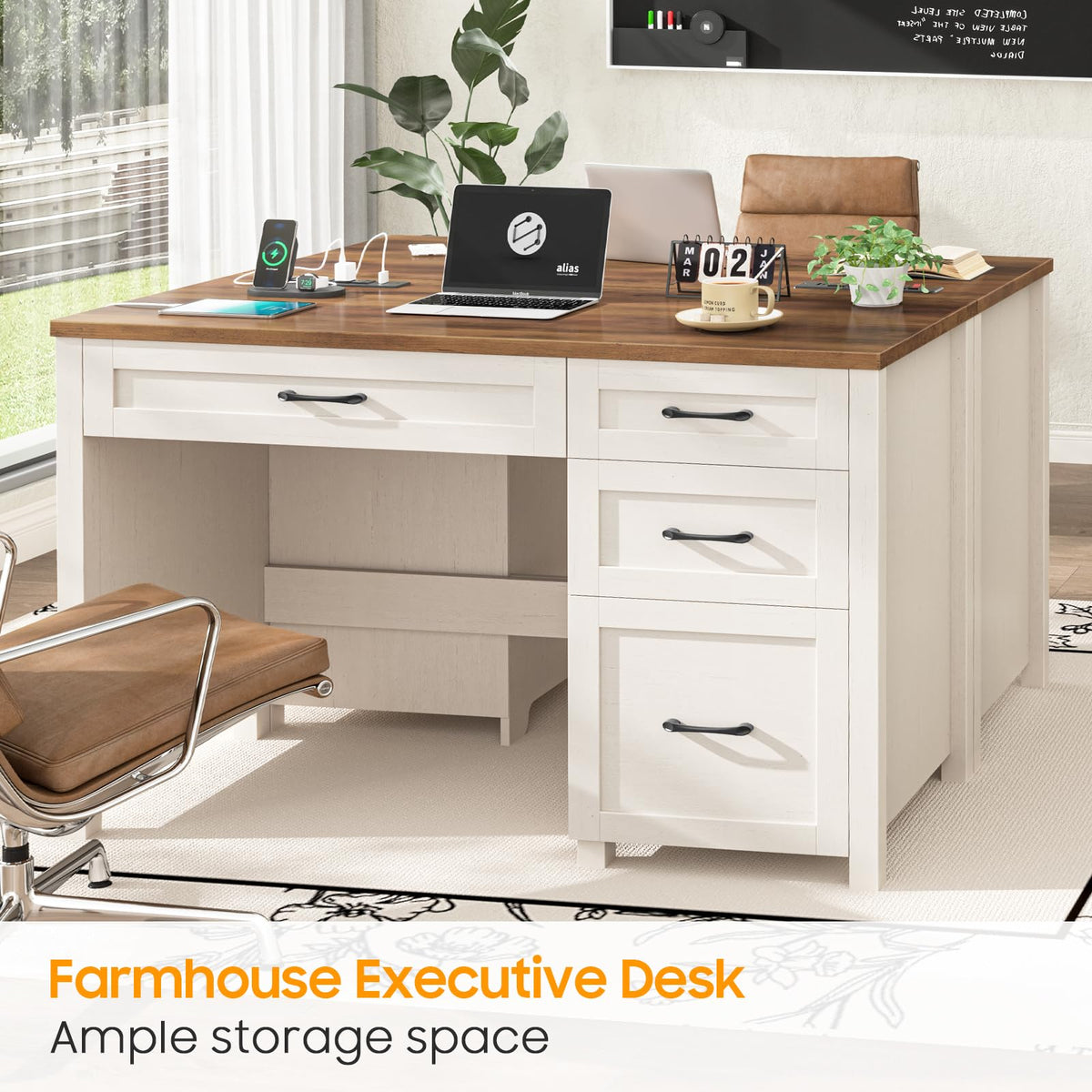 Vabches 47-Inch Student Desk with Drawers