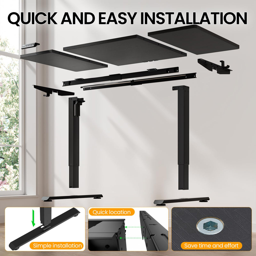 Veken 63"x28" Wider Large Standing Desk, Electric Height Adjustable, Brown