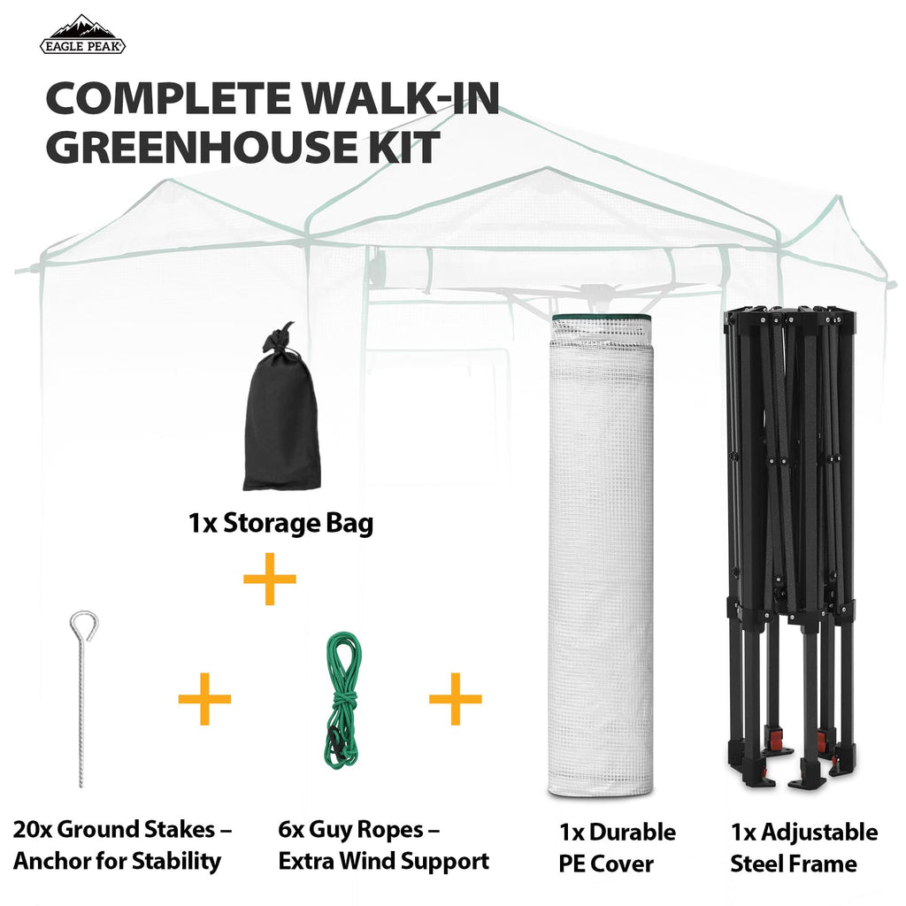 EAGLE PEAK Pop-Up Walk-In Greenhouse (Multiple Sizes)