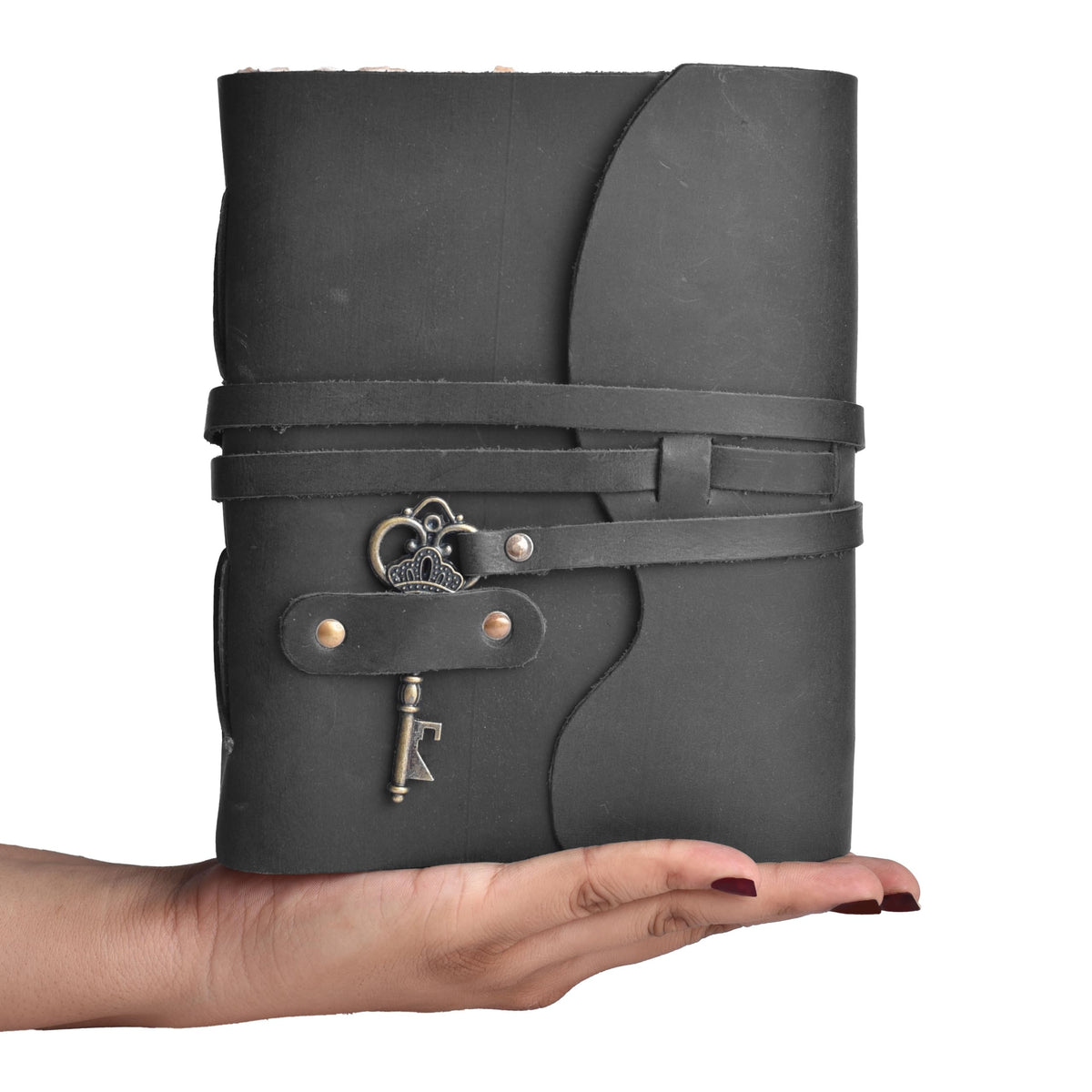 LEATHER VILLAGE Vintage Leather Journal Key Lock, Teal 6x4.