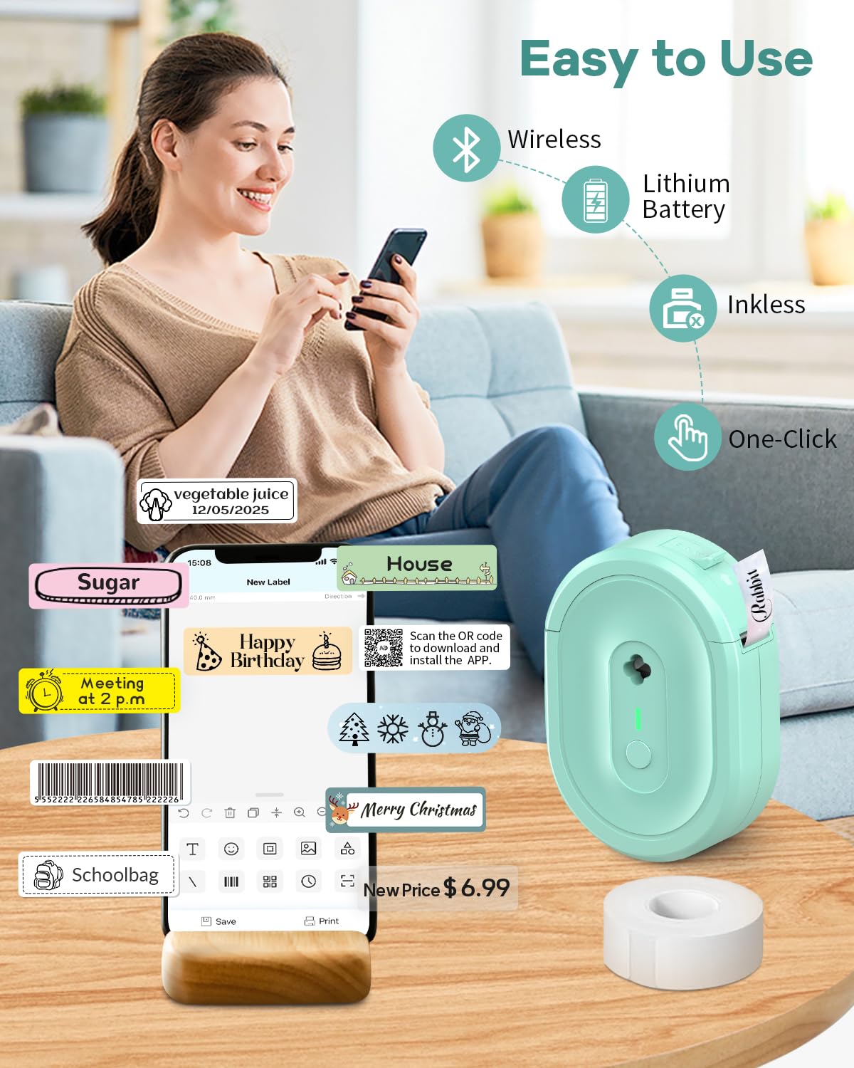 NDYIN Label Maker N12 Bluetooth Thermal Label Printer