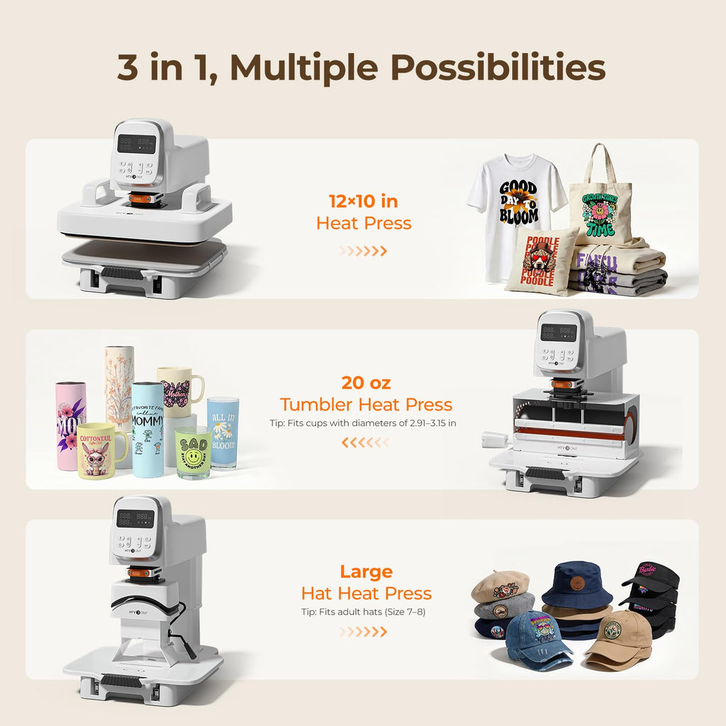 HTVRONT Heat Press Machine for T Shirts 12X10 with Pressure Display | Portable Heat Press with Heats Up Fast & Evenly H10 Heat Press Machines for HTV, Sublimation, Heat Transfer Projects