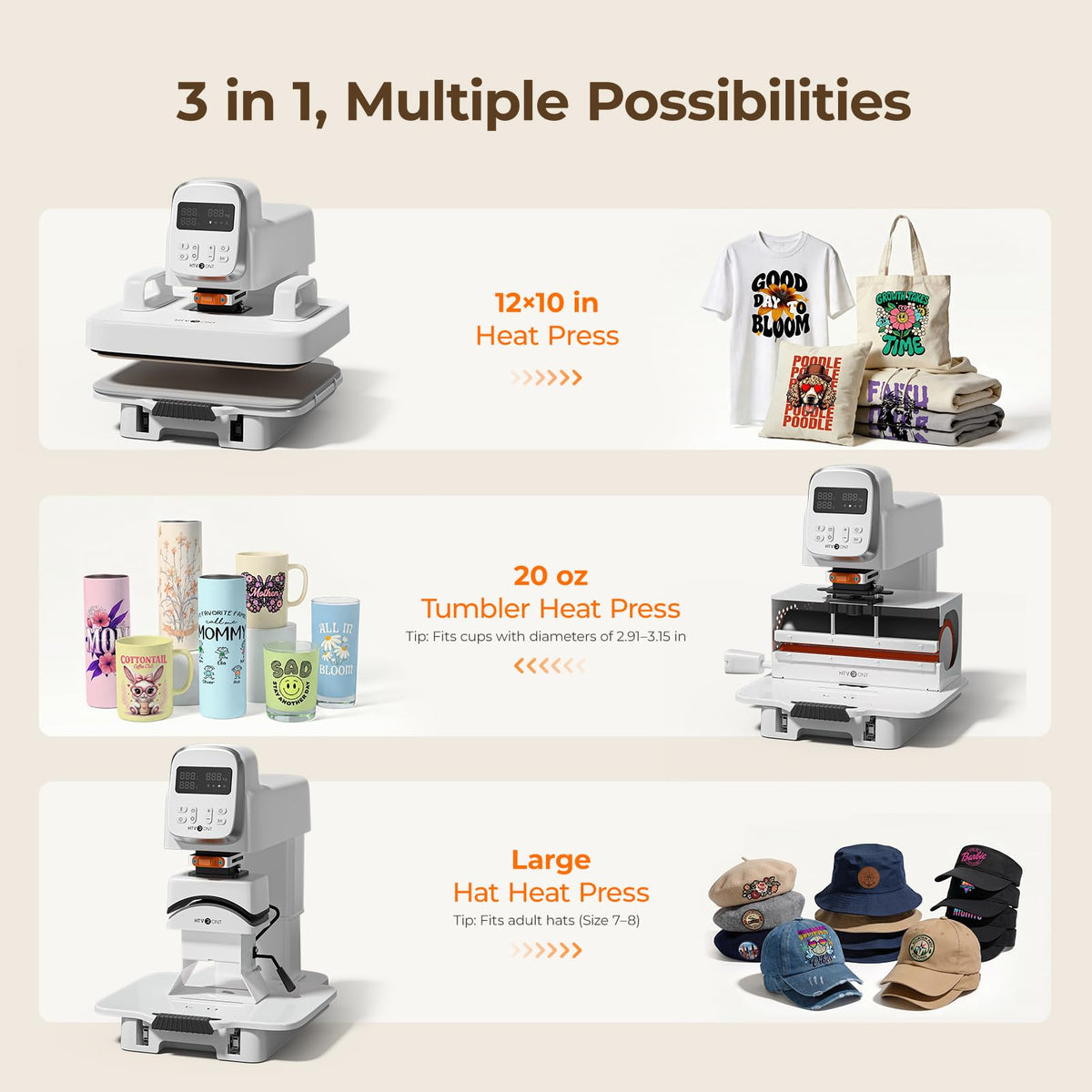 HTVRONT Heat Press Machine for T Shirts 12X10 with Pressure Display | Portable Heat Press with Heats Up Fast & Evenly H10 Heat Press Machines for HTV, Sublimation, Heat Transfer Projects