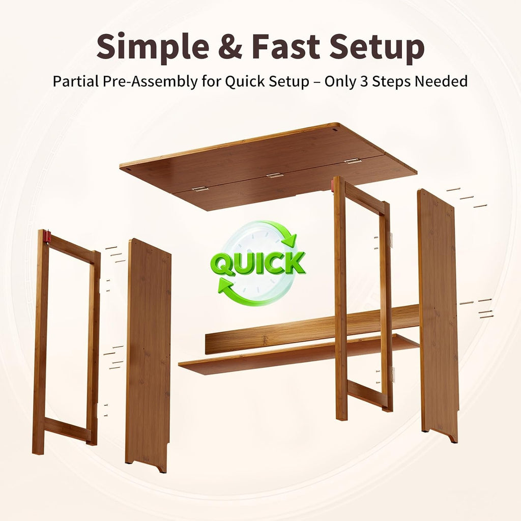 Dezyfurni Bamboo Folding Student Desk with Storage
