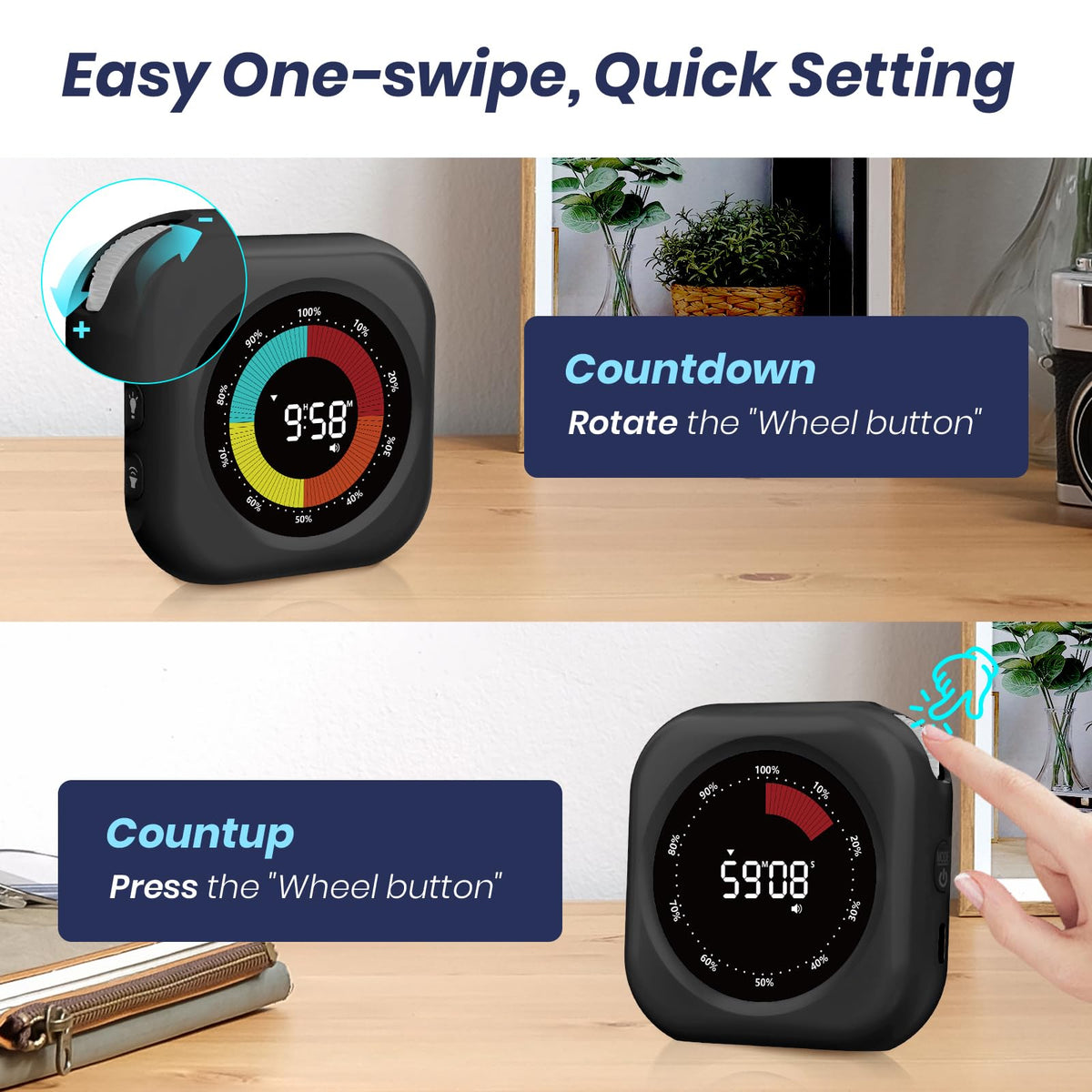 Visual Timer for Kids, Rechargeable 10-Hour Countdown/Up Timer