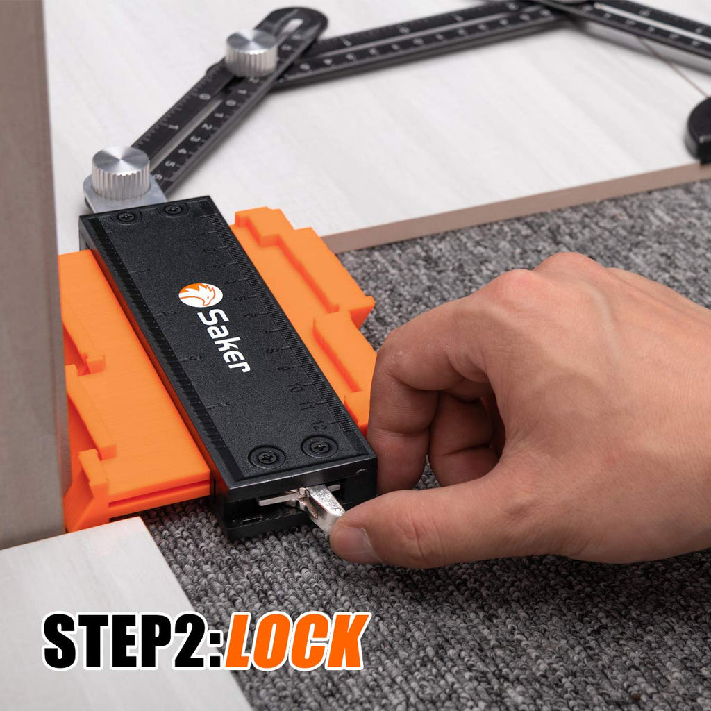 Saker Contour Gauge Duplication-Adjustable Lock-Precisely Copy Irregular Shape-Irregular Woodworking Tracing-Must Have Tool for DIY Handyman Men Husband Dad 10 Inch+5 Inch