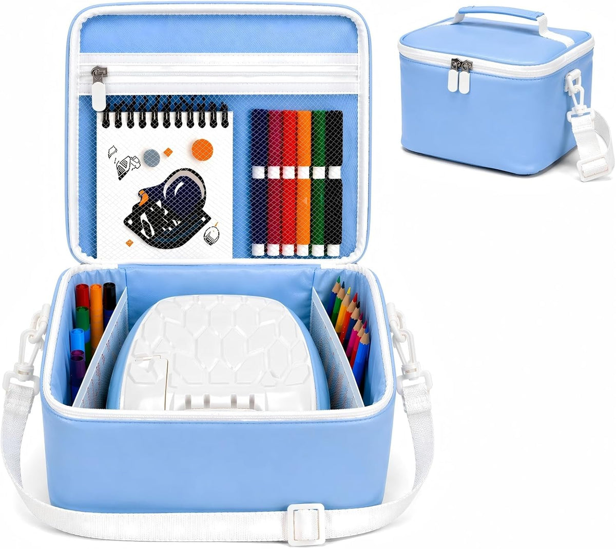 Drawing Projector for Kids Case, Compatible with Flycatcher Smart Sketcher 2.0, High-Density EPE Foam, Microfiber PU with Dry-Coated Finish, Pen & Accessory Pockets (Blue, Case Only)