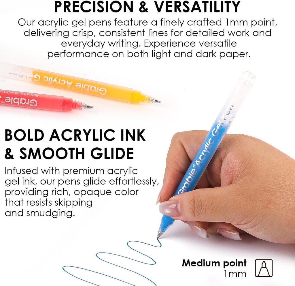 Grabie Acrylic Gel Pens Coloring Kit with Book, Pack of 12 Ocean Colors