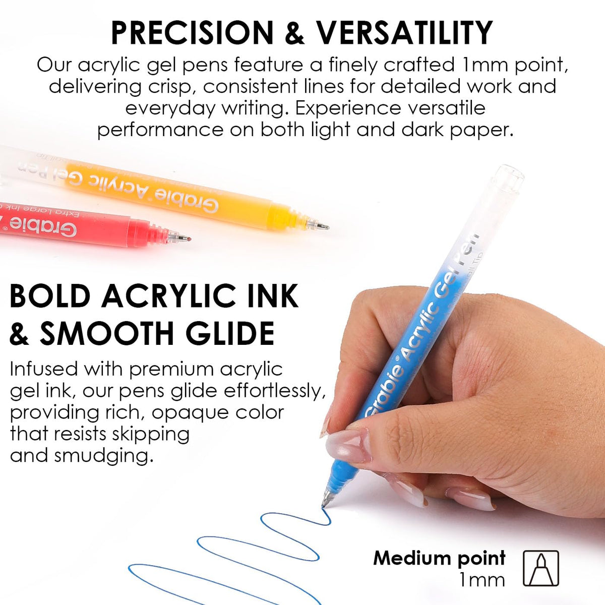 Grabie Acrylic Gel Pens Coloring Kit with Book, Pack of 12 Ocean Colors