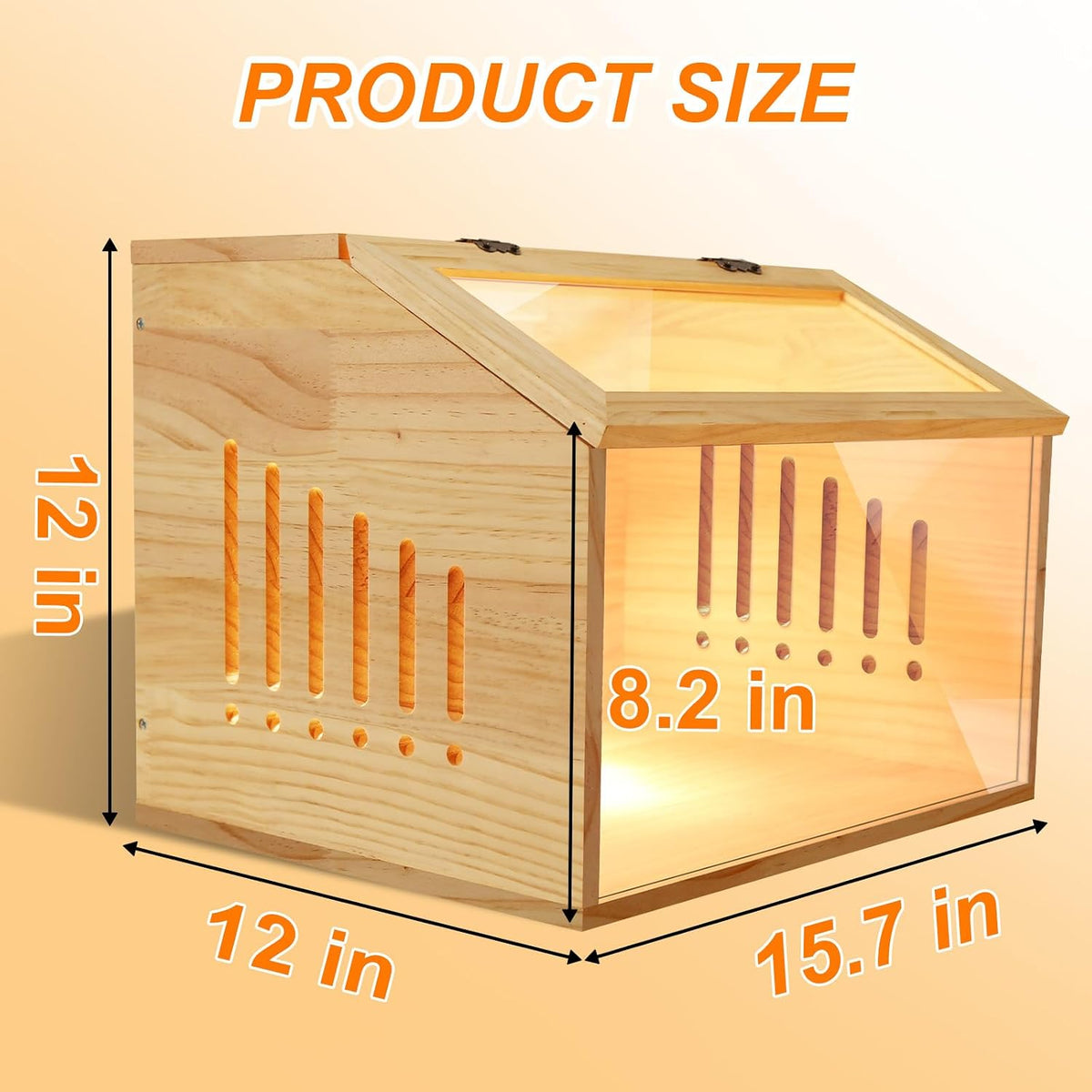 Brooder Box for Chicks，Indoor Smart Wooden Poultry Brooder with Heater, Suitable for 5-7 Newborn Chicks, Ducks, Quail, etc.（12 * 12 * 15.7inch）