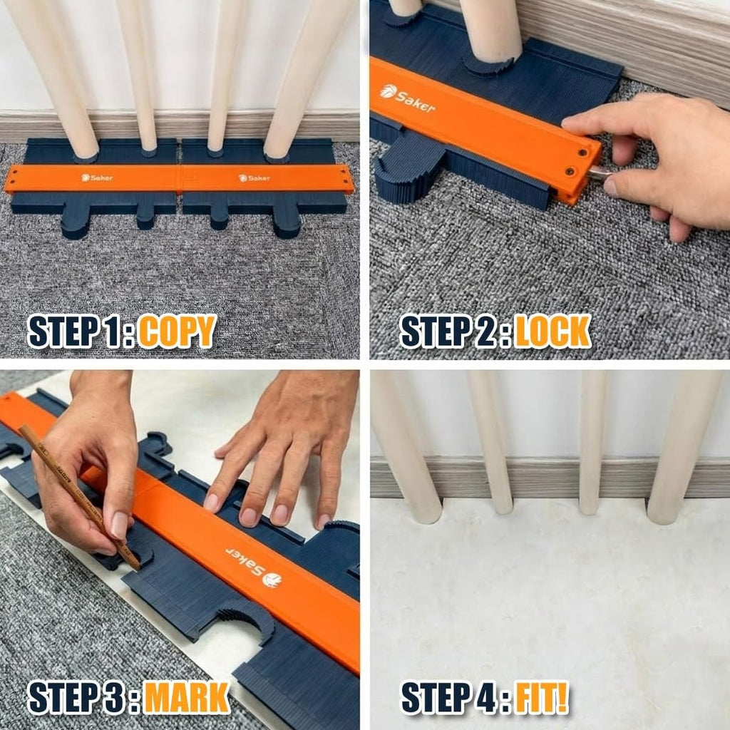 Saker Contour Gauge Duplication-Adjustable Lock-Precisely Copy Irregular Shape-Irregular Woodworking Tracing-Must Have Tool for DIY Handyman Men Husband Dad 10 Inch+5 Inch