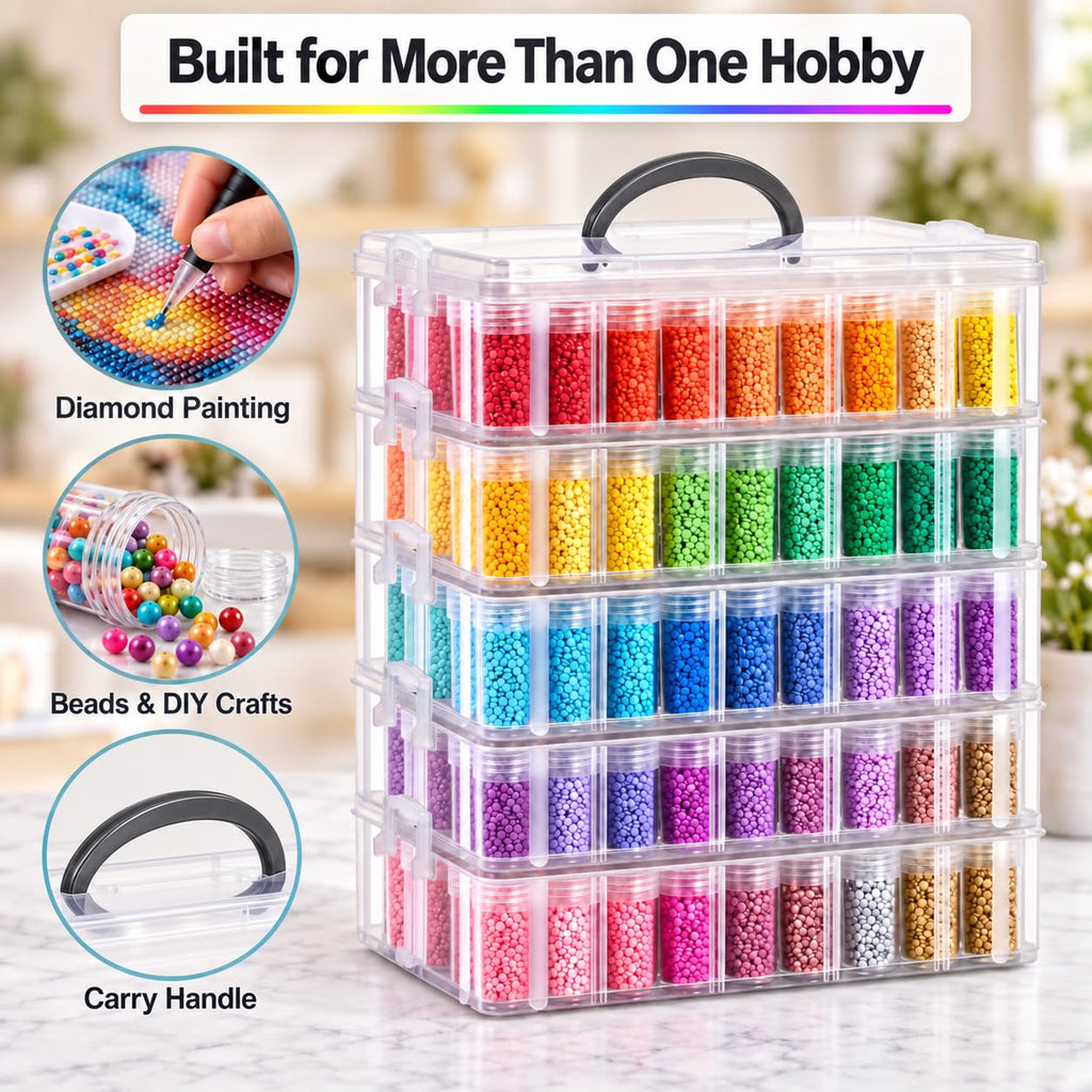 Diamond Art Storage Organizer, 200 Jars, 4-Tier Stackable Case
