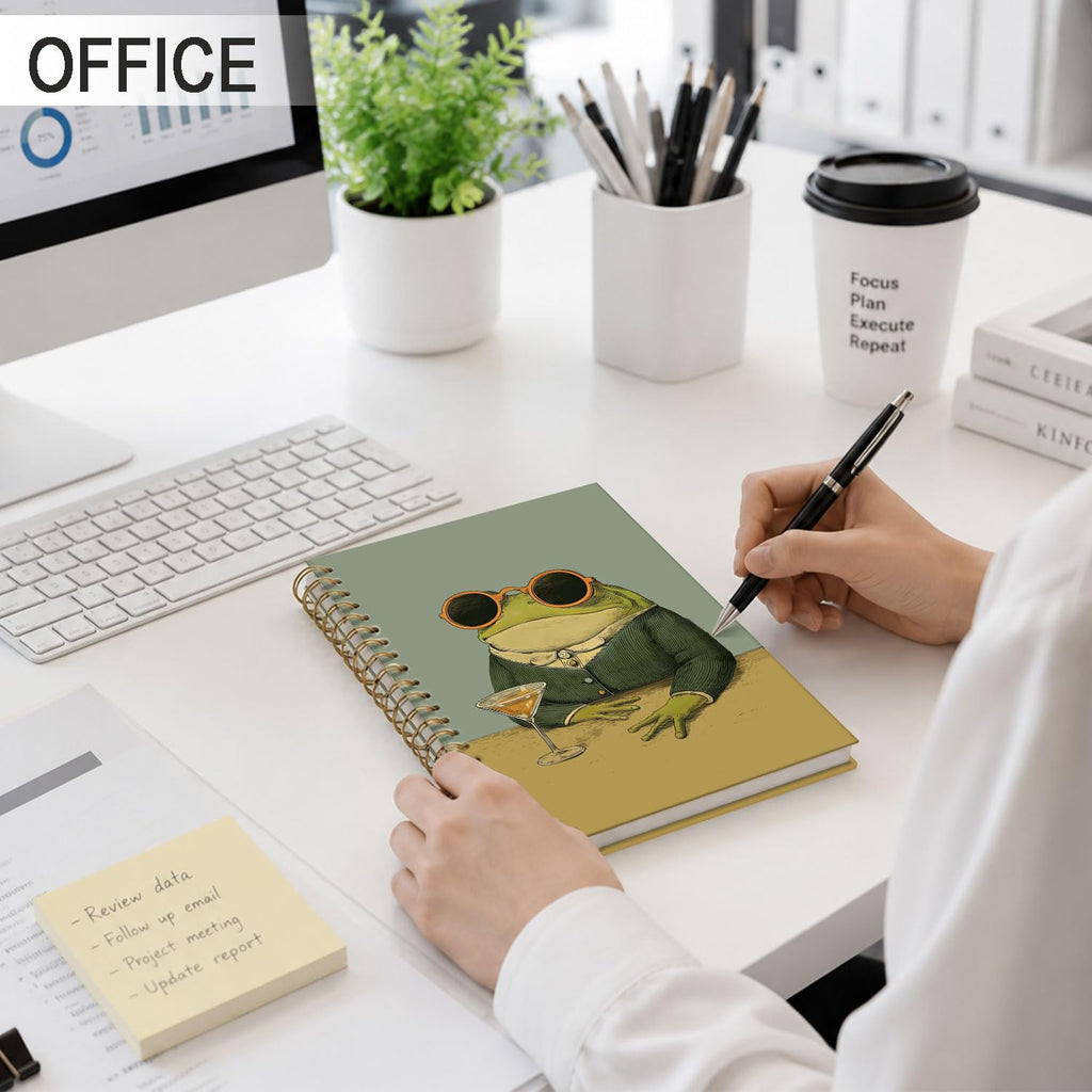 Frog Notebook, Frog Office Supplies, Cute Spiral Journal for Teens