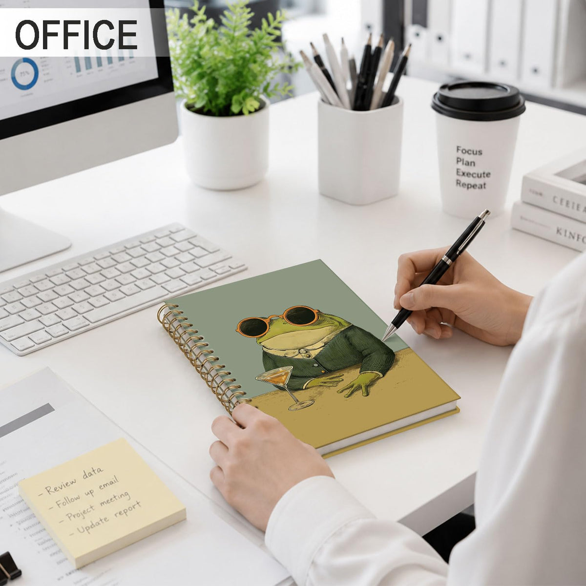 Frog Notebook, Frog Office Supplies, Cute Spiral Journal for Teens