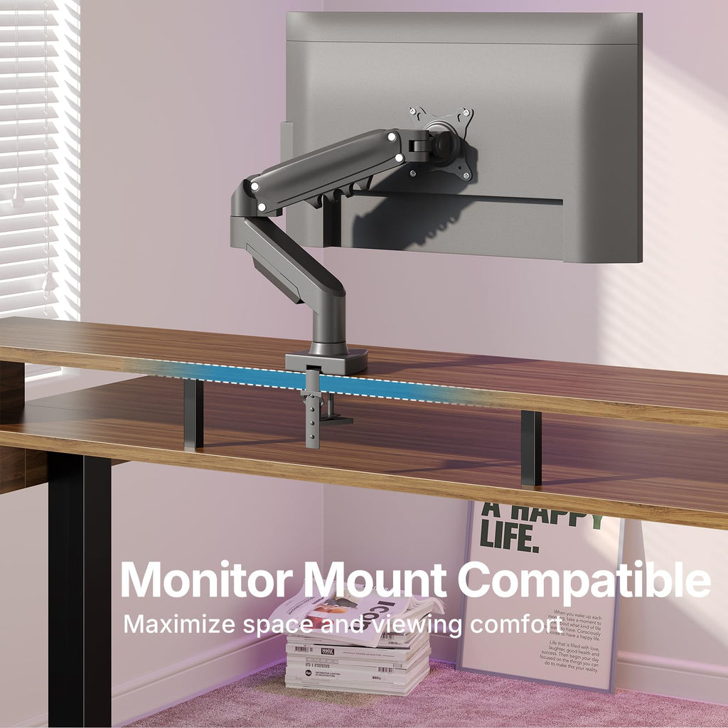 HUANUO 55″ x 26″ Electric Standing Desk with 2 Drawers &24.4″ Large Keyboard Tray, C-Clamp Mount Compatible, Adjustable Computer Desk for Office, Sit Stand Up Desk with 4 Height Presets, Light Walnut