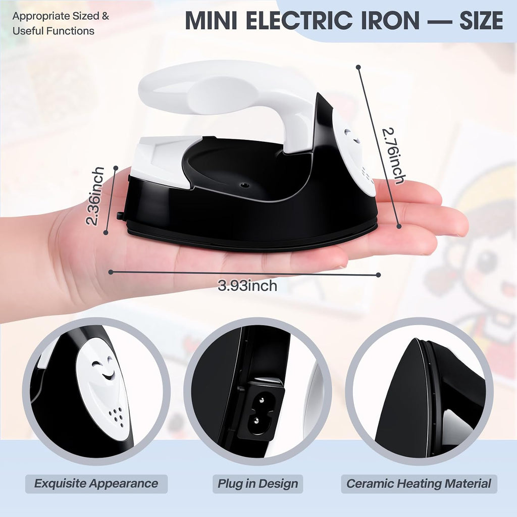 Mini Heat Press Portable Craft Iron For Fuse Beads, Black
