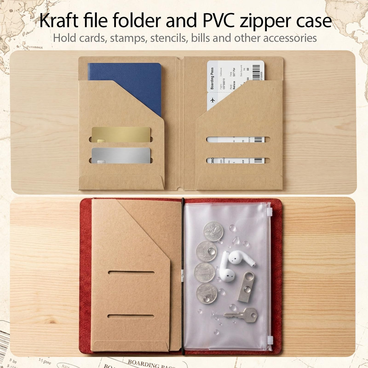 2PACK A5 Size Travelers Journal Notebook Accessories Inserts Kit