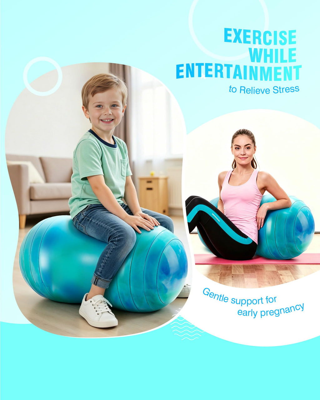 ZOOJOY Peanut Ball for Kids and Adults, 18/20Inch Anti-Burst Exercise Ball