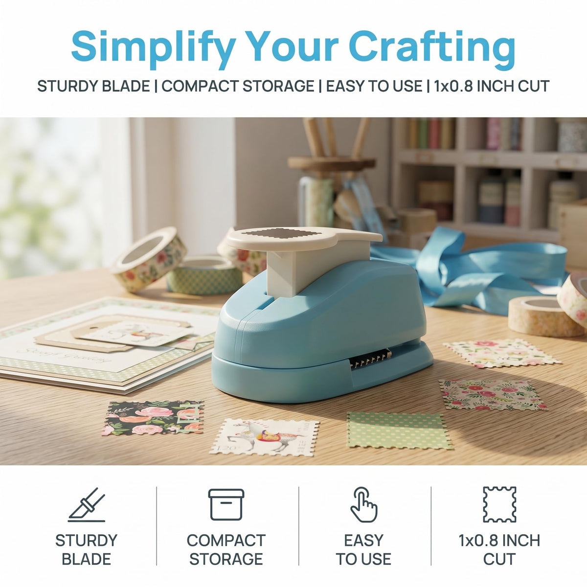 Stamp Punch, 1.5 * 1.5inch Square Stamp Puncher Postage Stamps Punches, Stamps Shaped Paper Punch, Lever Paper Punches for Crafting,Craft Cutter Hole Puncher for Scrapbooking Journaling Card Making