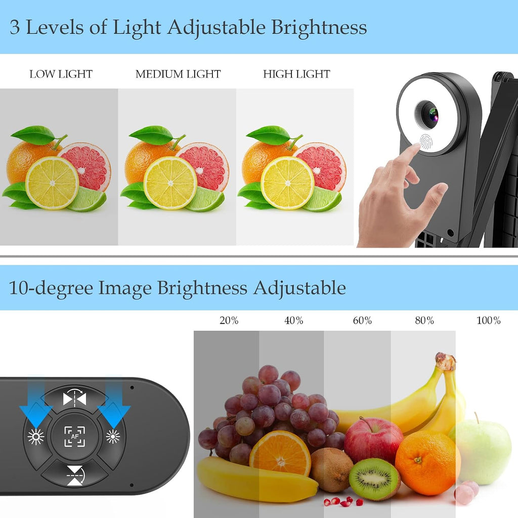 8MP USB Document Camera for Teachers and Classroom for A3 A4 Size with Dual Mic, 3-Level LED Light, Up and Down, Left and Right Image Inversion, for Distance Teaching & Learning