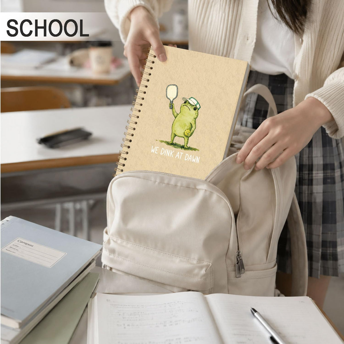 Frog Notebook, Frog Office Supplies, Cute Spiral Journal for Teens