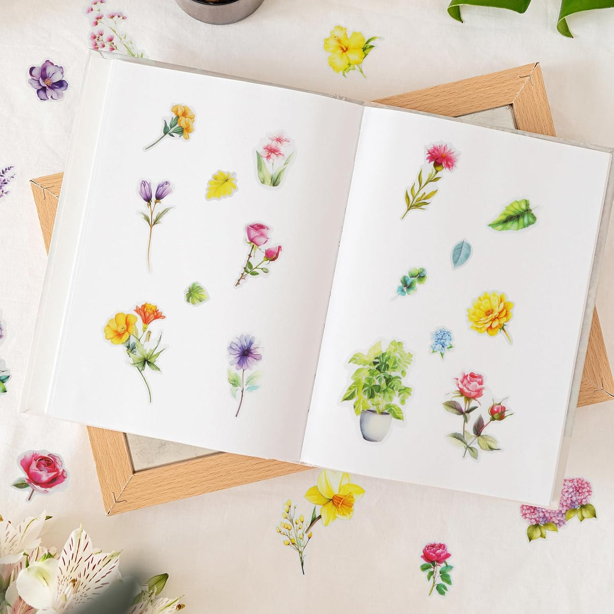 Kattykitty 309PCS Transparent Flower Stickers for Scrapbooking