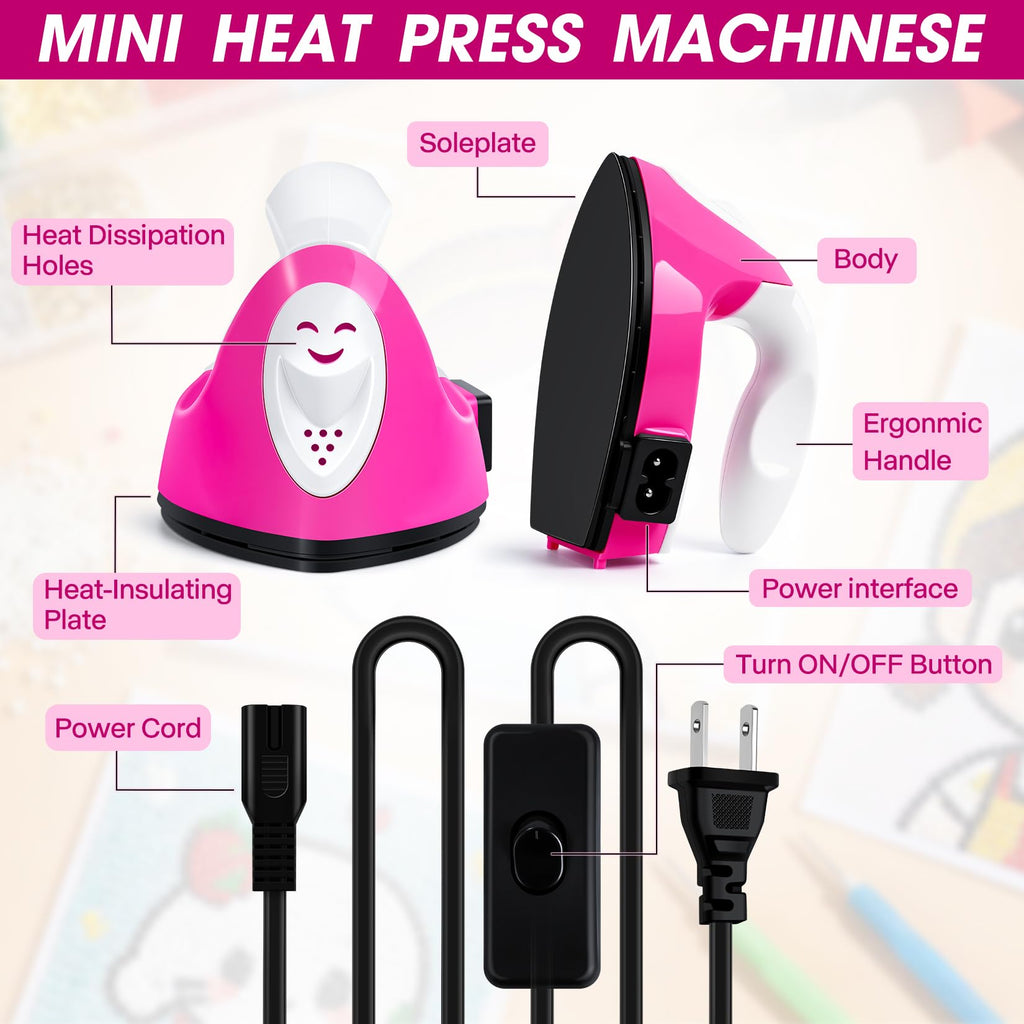 Mini Heat Press Portable Craft Iron For Fuse Beads, Black