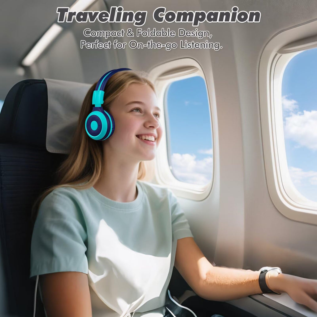 SIMOLIO Kids Wireless Headphones w/Mic for School,75/85/94dB Safe Volume
