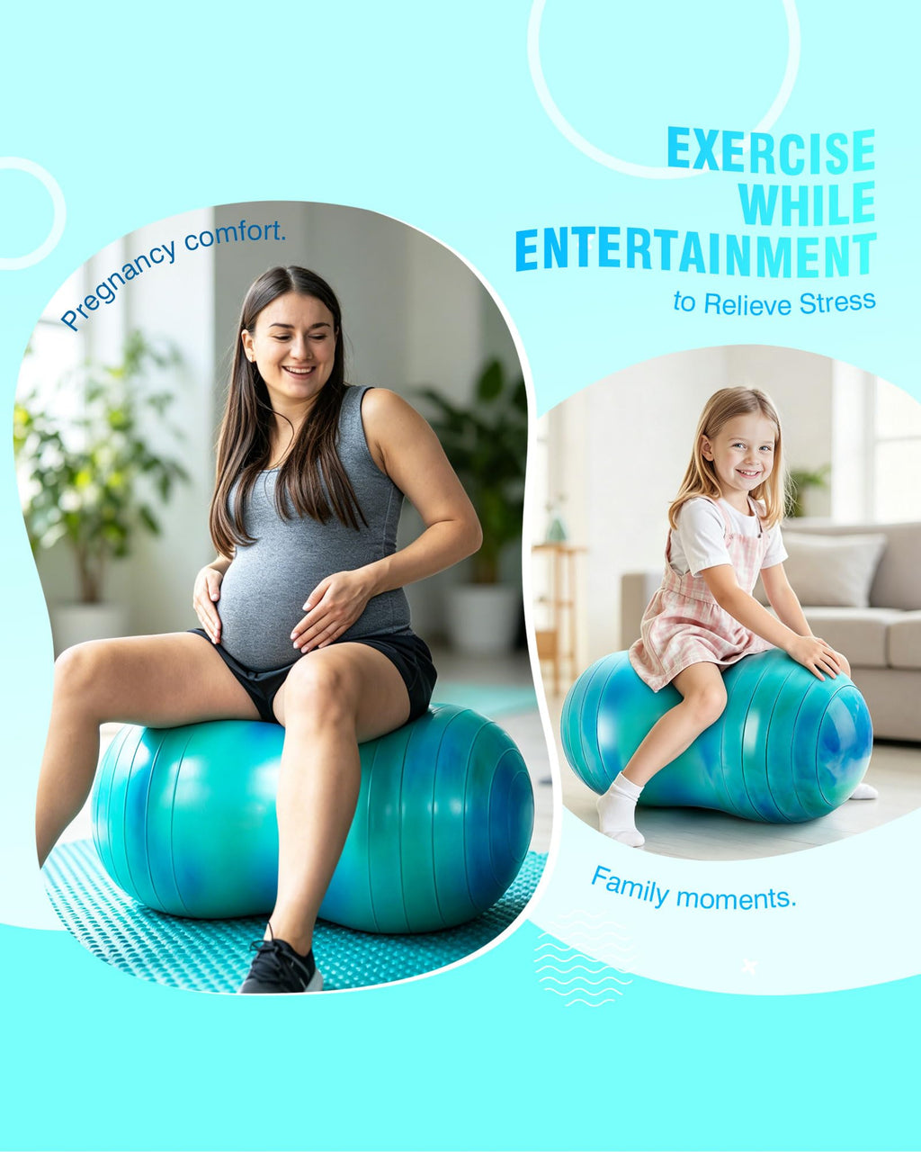 ZOOJOY Peanut Ball for Kids and Adults, 18/20Inch Anti-Burst Exercise Ball