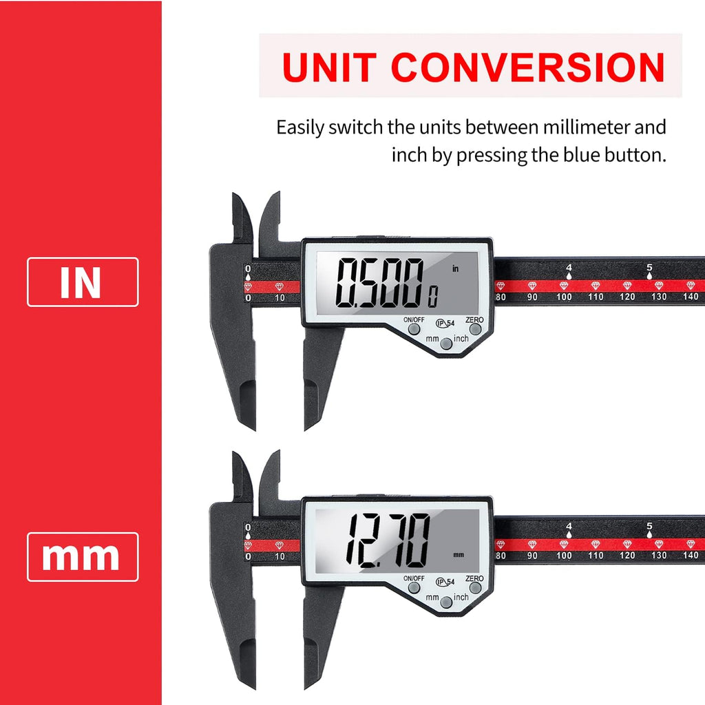 Digital Caliper, Adoric Calipers 0-6 Inch, Inch/mm Conversion, Large LCD