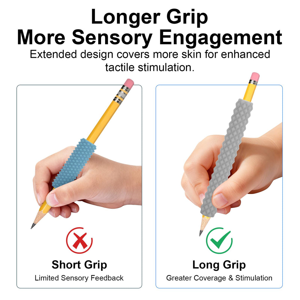 Sensory Pencil Grips for Kids & Adults, 4 Pack Textured ADHD Fidget Tools
