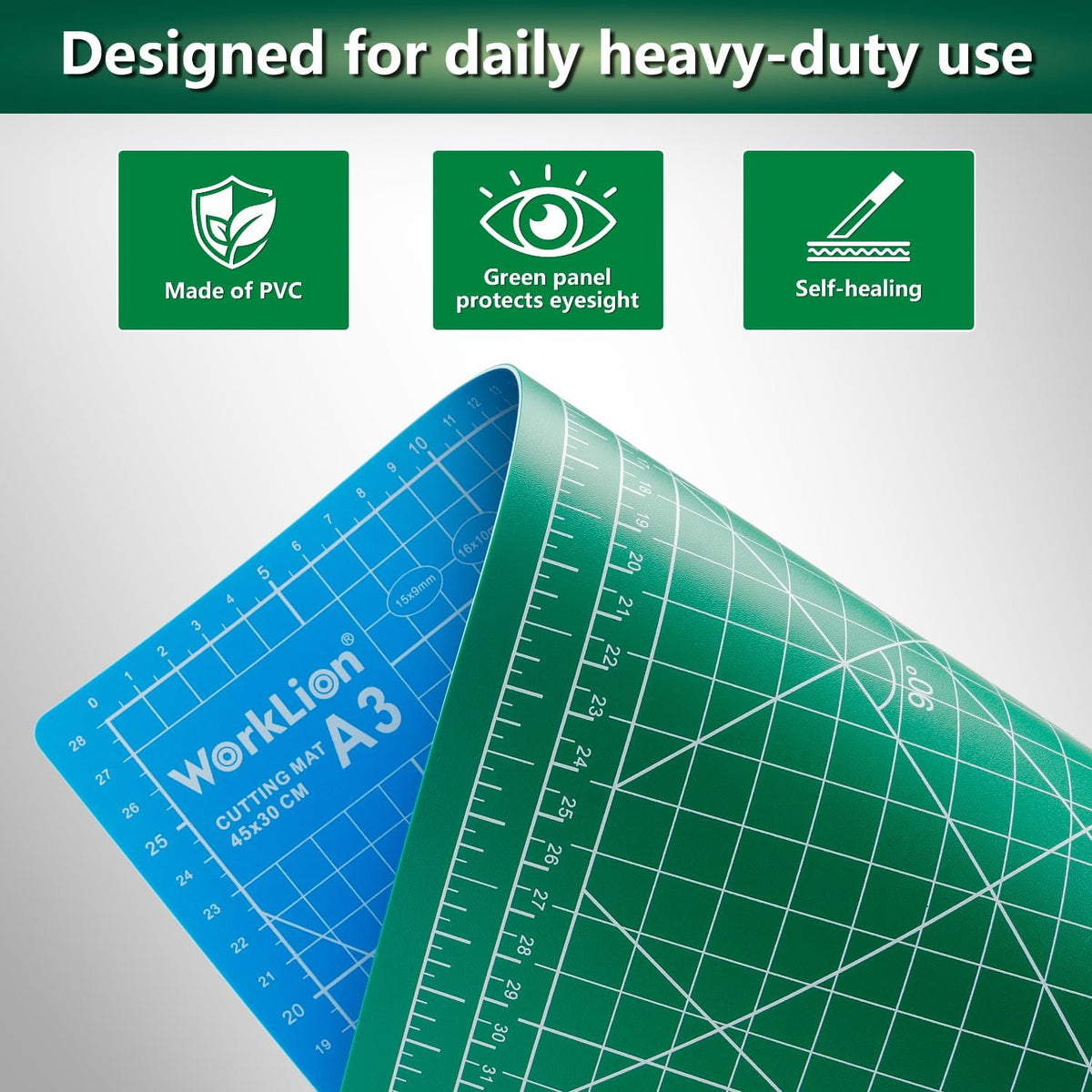 WORKLION 12" x 18" Art Self Healing PVC Cutting Mat, Double Sided, Gridded Rotary Cutting Board for Craft, Fabric, Quilting, Sewing, Scrapbooking Project……
