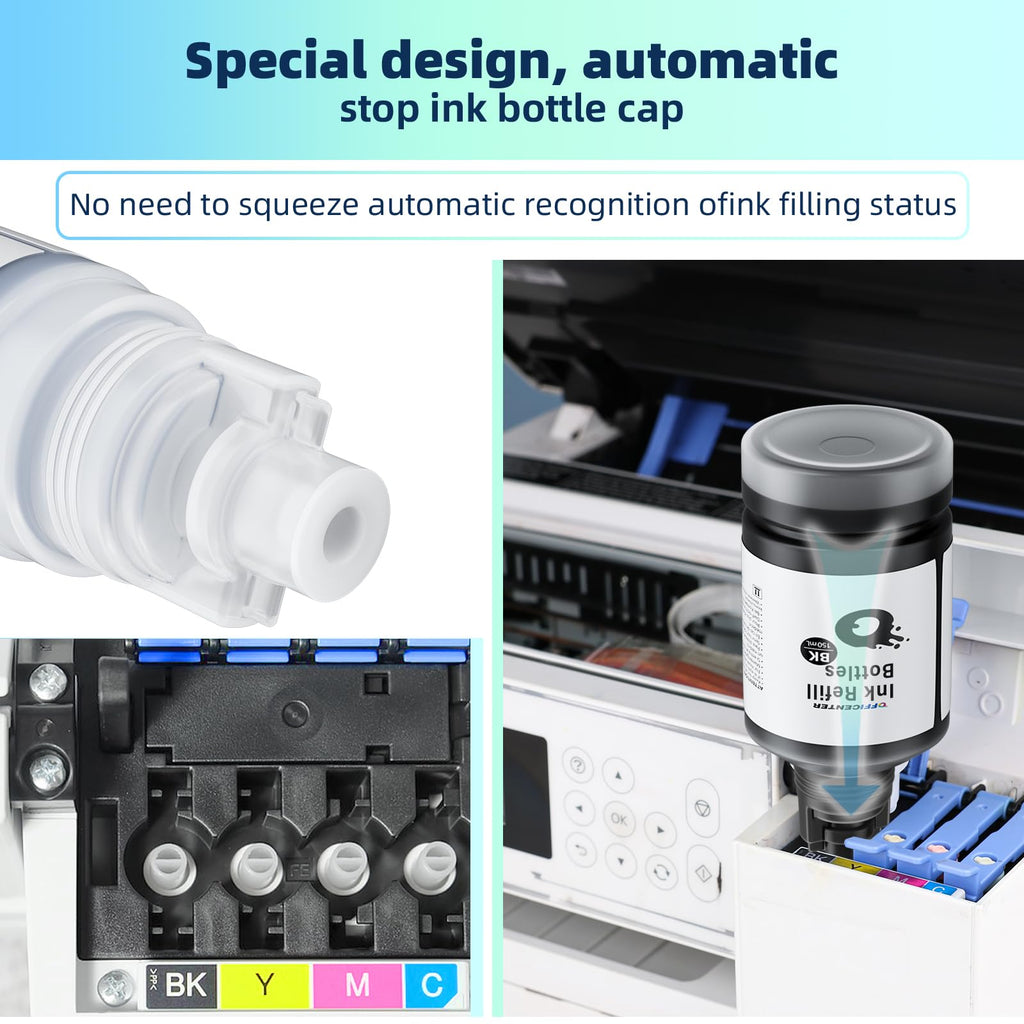 OFFICENTER Compatible Ink Refill Bottles for ET2760 ET-4760 ET2750 ET-3760 ET-2850 ET-15000 ST-4000 ST-2000 ET-3710 ET-3850 ET-3750 ET-4850 ET-3830 ET4750 ET2700 ST3000 ET3700 Printer(2BK C M Y)