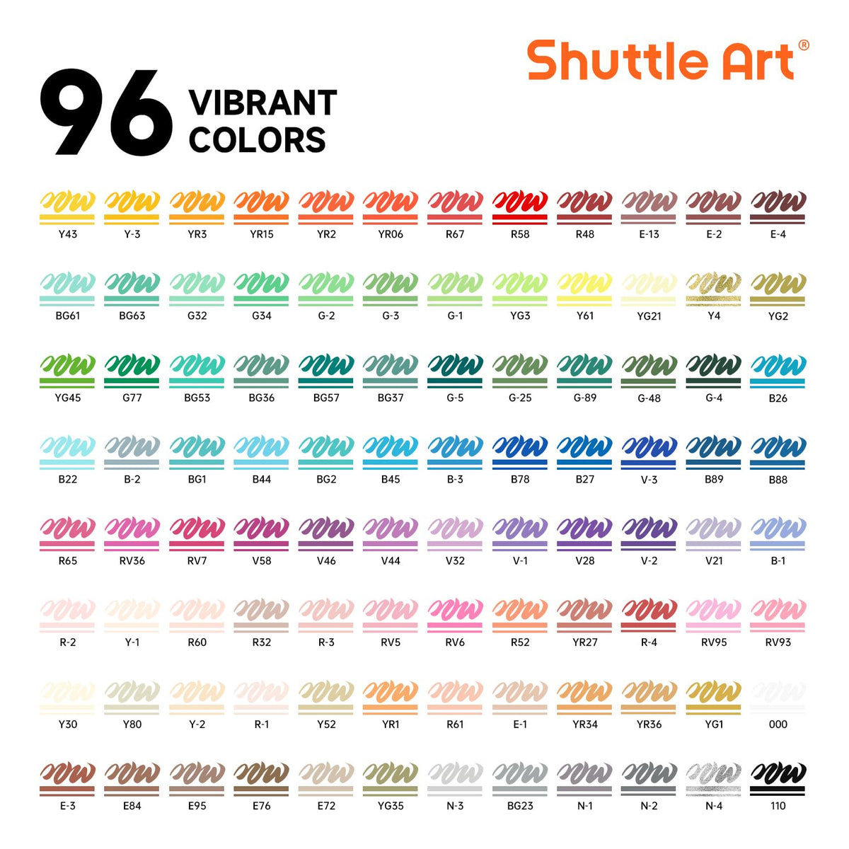 Shuttle Art 96 Colors Dual Tone Refillable Acrylic Markers with 100 Refills