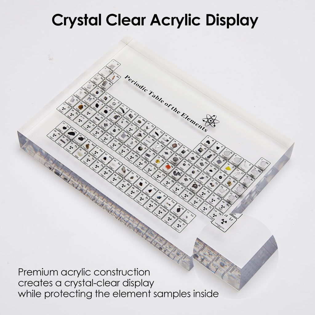 Periodic Table with Real Elements — Acrylic Display (83 Elements)