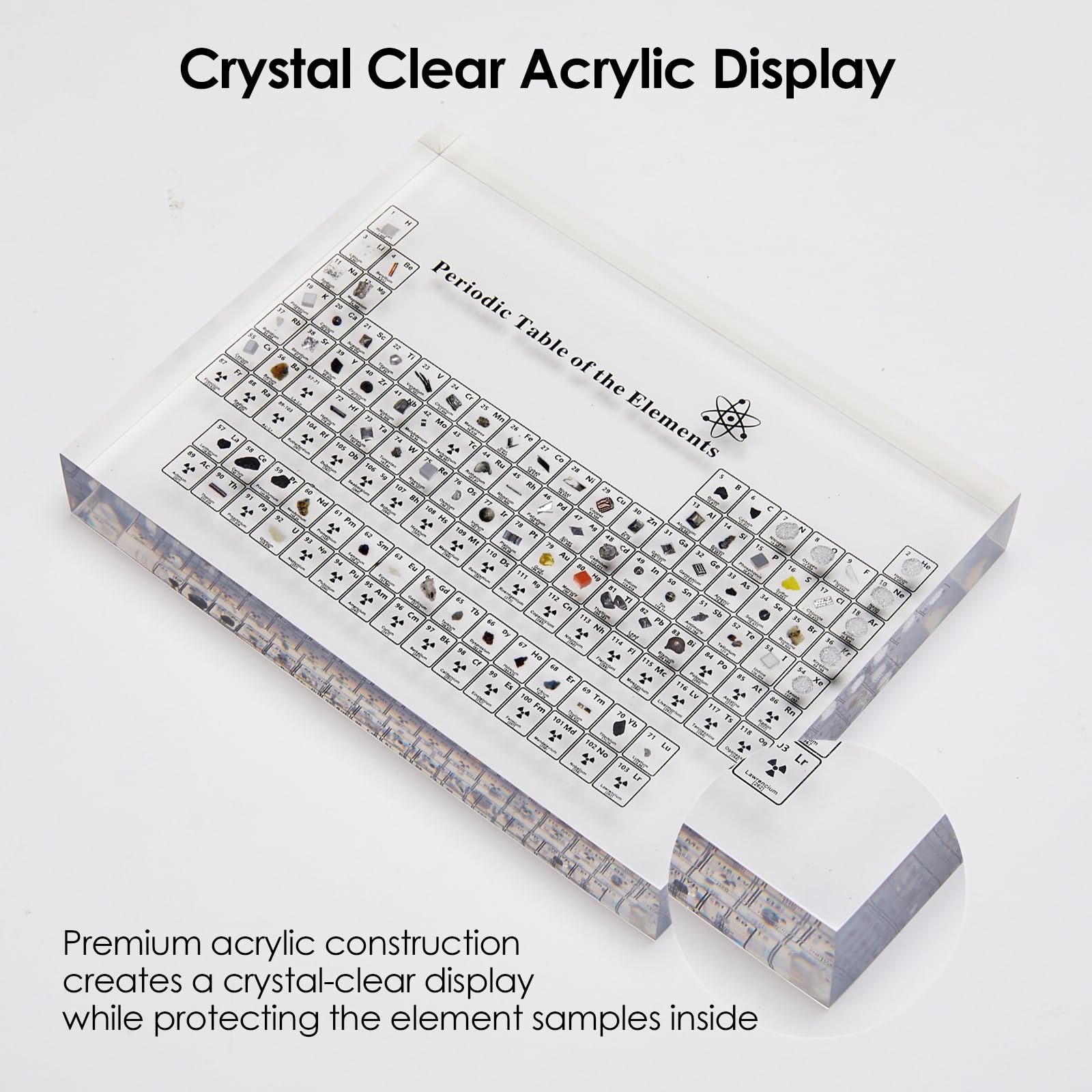Periodic Table with Real Elements — Acrylic Display (83 Elements)
