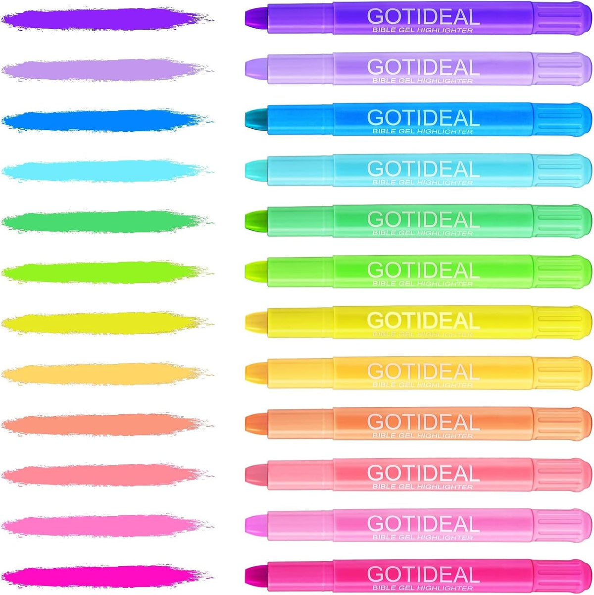 GOTIDEAL Bible Highlighters, 12 Pack Assorted Colors Gel Pens Set